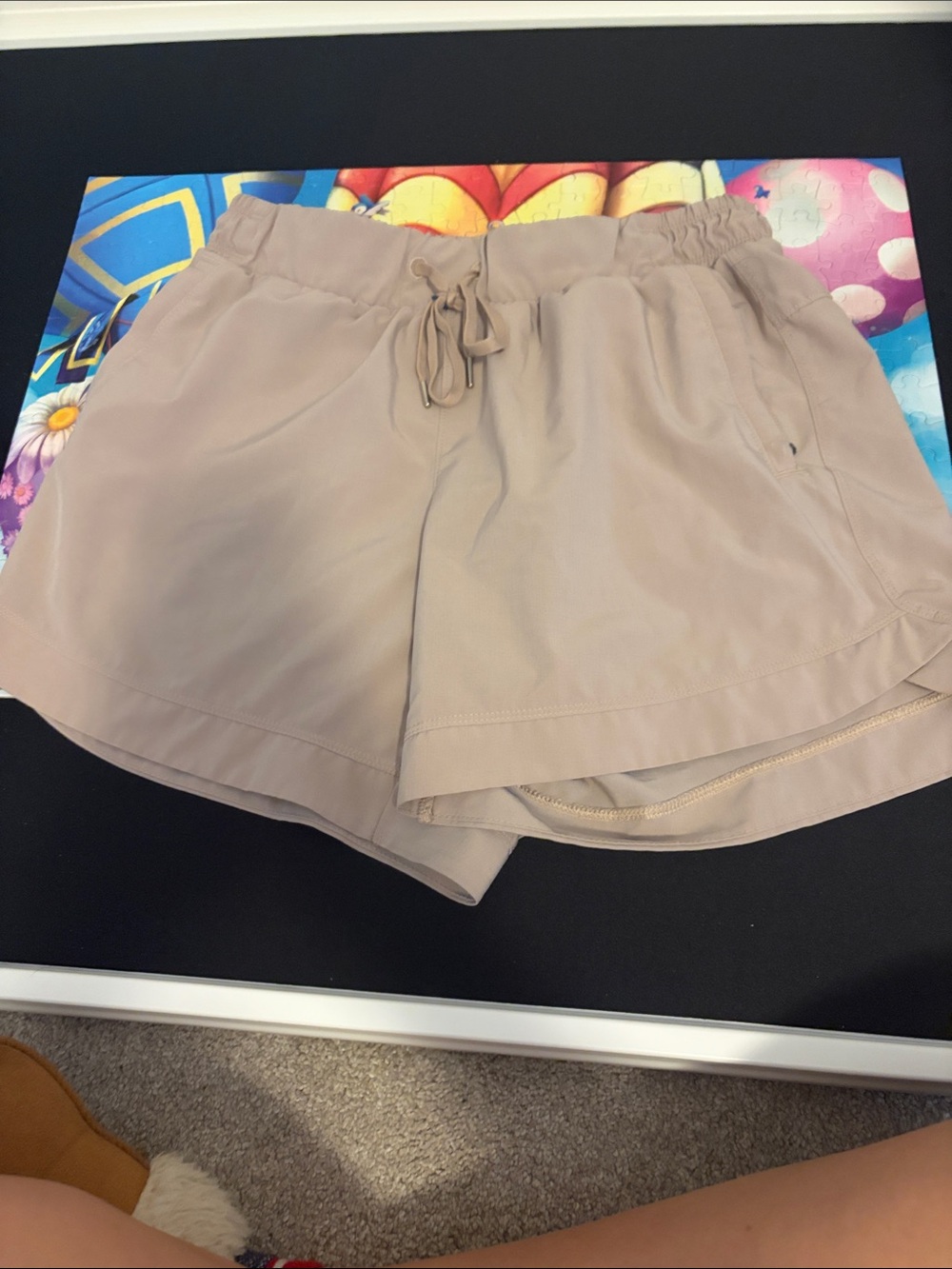 CALIA by Carrie Underwood Light Beige Athletic Drawstring Shorts